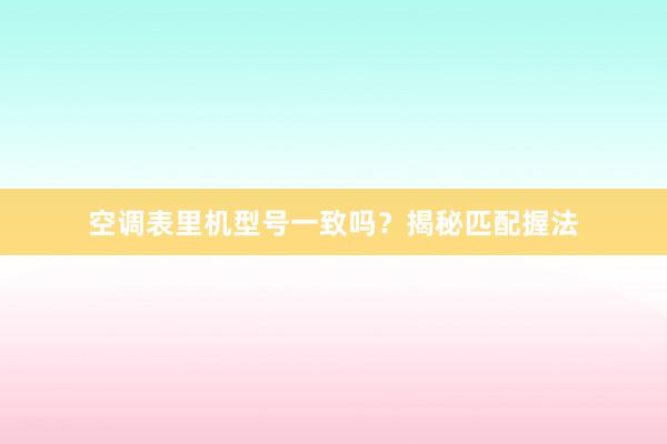 空调表里机型号一致吗？揭秘匹配握法